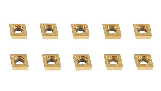 Accusize Industrial Tools Ccmt21.51 Tin Coated Carbide Inserts, 10 Pcs/Box, 2100-1008x10