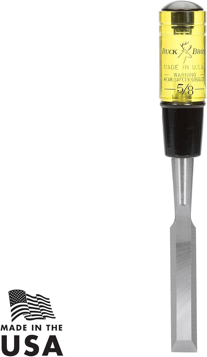 Buck Brothers 120104BC 5/8" Wood Chisel Made in USA, For Paring and Finishing Cuts in Carpentry and Woodworking, Tempered Tool Steel Blade, Mallet-Safe Handle