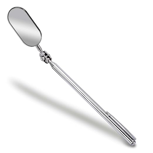 Telescoping Inspection Mirror, 1 Piece Car Inspection Mirror, Stainless Steel Mechanic Mirror,Retractable Extension Mirror,Flexible Inspection Mirror for Checking Vehicle and Small Details (8~24 Inch)