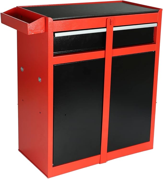 5-Drawer 2 in 1 Rolling Tool Chest, Tool Storage Cabinet w/Drawers, Wheels, Detachable Top, Mechanic Tool Organizer Box for Garage, Workshop, Warehouse Red & Black Durable Lockable