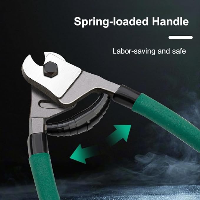 8 Inch Steel Wire Cable Cutters Heavy Duty Pocket Size Bike Bicycle Cable Cutter Pliers Wirecutter Cutting Tool 5/32" for Stainless Steel Wires Comfortable Safety Spring-loaded Handle One-Handed