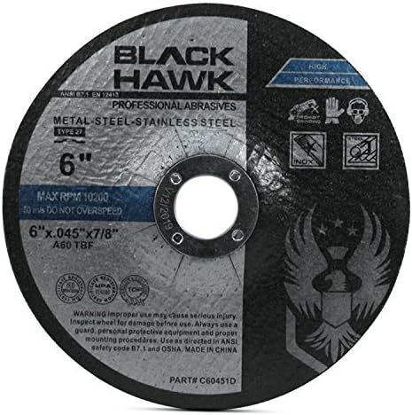 BHA Metal and Stainless Steel Depressed Center Cut Off Wheels for Angle Grinders, 6” x .045” x 7/8” - 25 Pack