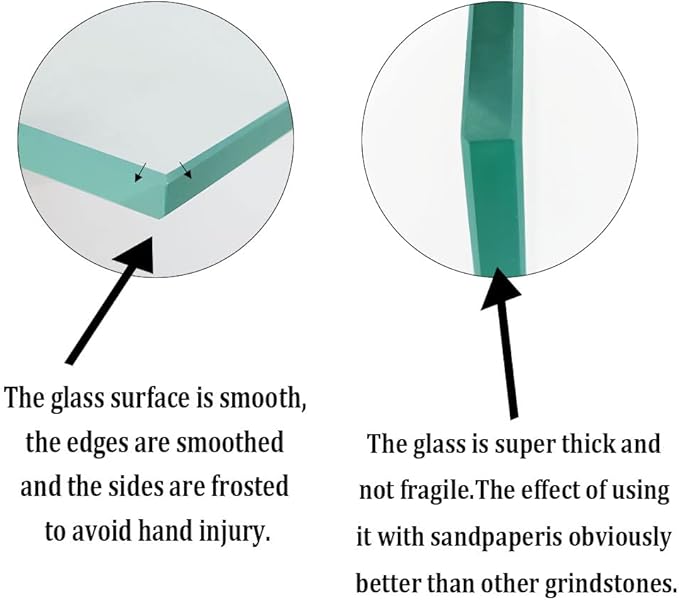 SCOTTCHEN Flat Glass Lapping Plate Sharpening System Dead Flat Float Plate Glass For Sharpening 5-1/8in W x 11-7/8in L x 8mm T -1pcs
