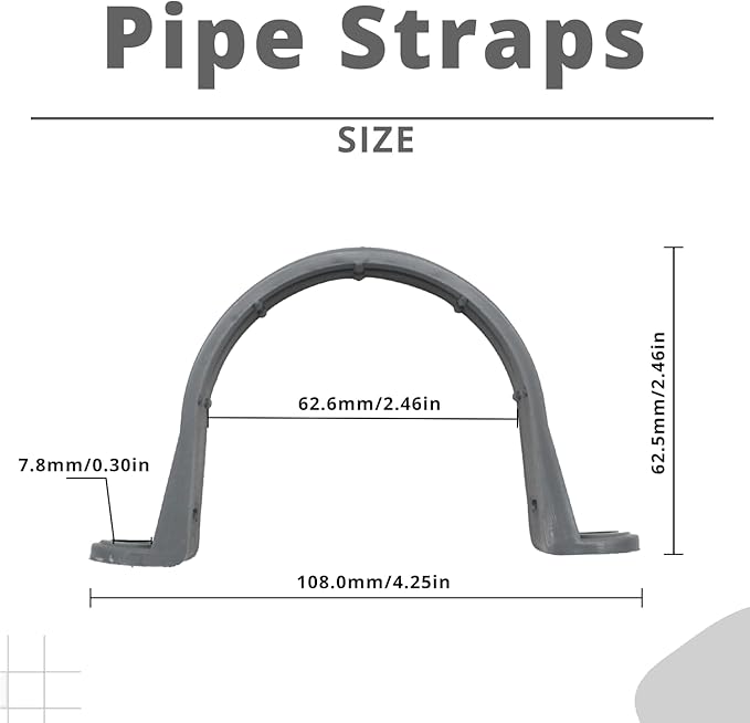 2 Inch 6pcs PVC Pipe Straps Reliable 2-Hole Plastic Conduit Clamps for Secure and Organized Mounting of PVC Pipes Conduits, and Cables UL Certified for Safety