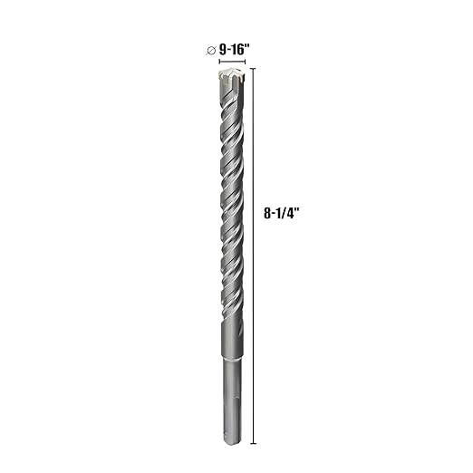 CSOOM SDS Plus Rotary Hammer Drill Bit 9/16"x8.27", Professional Concrete Drill Bit for Concrete, Brick, Stone and Cement Walls