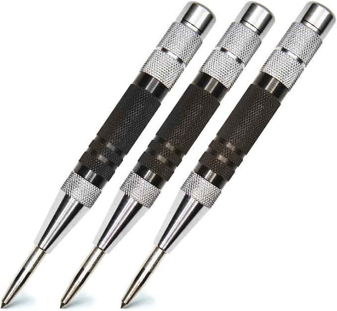ALLY Tools Super Strong 3 PC SET of 6 Inch Heavy Duty Automatic Center Punch, Perfect Automatic Center Punch for Metal, Wood, Plastic, Glass, and Marble – Features Spring Loaded Center Punch Design