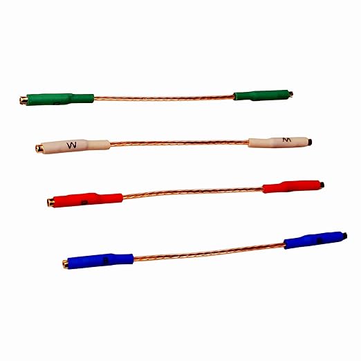 Turntable Phonograph Lead Wires, 7N OFC Gold-Plated Clips Cartridge Headshell Wire Litz Wire - 4 Packs