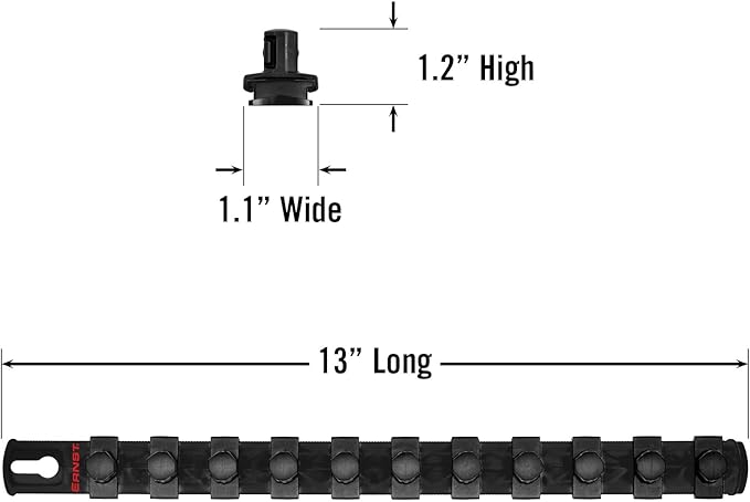 Ernst Manufacturing 13-Inch Magnetic Socket Organizer with 11 1/2-Inch Twist Lock Clips, Black (8425M-Black-1/2)