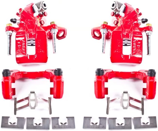 Power Stop Rear S3298 Pair of High-Temp Red Powder Coated Calipers for Acura CSX 2006-2011, Acura ILX 2013-2018, Honda Civic 2006-2015 [Model Specific]