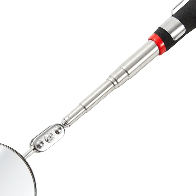 Juvale Inspection Mirror Tools - 2-Pack, 2 in Round Heads & 24.5 in Telescoping Handles - Machinist Tools & Mechanics Mirror for HVAC, Auto & Weld Inspection