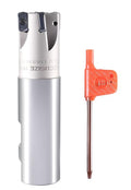Accusize Industrial Tools 1" High Feed Indexable End Mill, 1" Shank, 4 Flutes, with LNMU030312R-JM Inserts, HFEM-0001