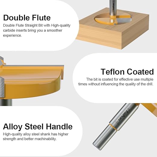 FivePears Forstner Drill Bit 1/2 inch Shank, 3 inch Cutting Diameter, Carbide Tipped Wood Hole Saw Auger Opener, Hole Opener Hinge Hole Cutter for Woodworking, Plastic, Plywood Products