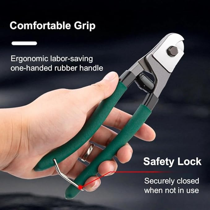Steel Wire Cutters Heavy Duty 8-Inch Cable Cutting Pliers Wire Rope Cutter Sharp Stainless Steel Cable Cutters 5/32" Comfortable Safety Spring-loaded Handle One-Handed Bike Cable DIY Projects
