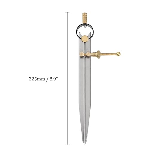 Spring Joint Caliper - [7 Inch] Carbon Steel Spring Divider Caliper with Brass Fulcrum for Metalworking Drawing Use, Flat Leg