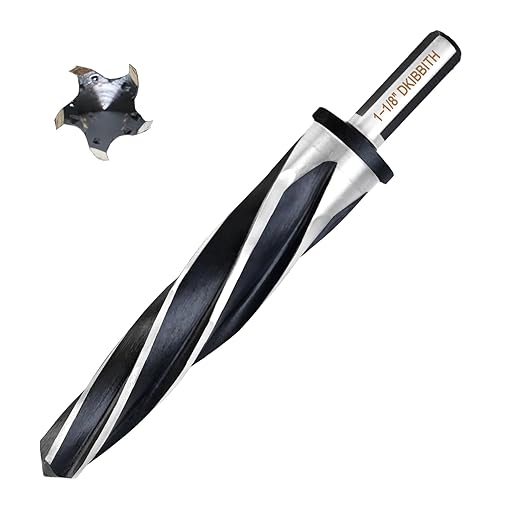 DKIBBITH 1-1/8" Bridge Construction Reamer Drill Bit, M2 HSS Taper Chucking Reamer for Steel Alloy Metal Wood Plastic, 1/2" Non-Slip Shank, 5-Spiral Flutes Car Reamer, to Align or Enlarge Holes, 28mm