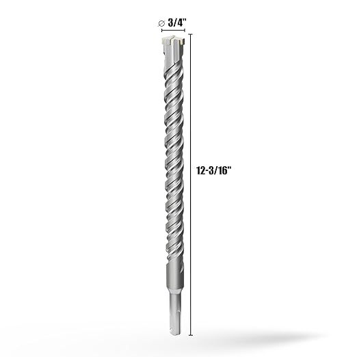 CSOOM SDS Plus Rotary Hammer Drill Bit 3/4"x12.2", Professional Concrete Drill Bit for Concrete, Brick, Stone and Cement Walls