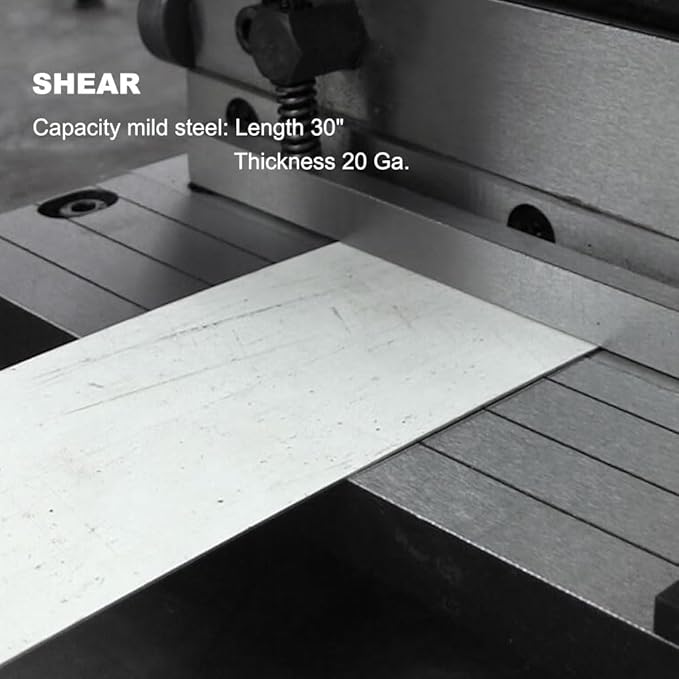 KAKA Industrial Sheet Metal Brake 40 inch 3-in-1, Shear and Slip Roll Combo | 20-Gauge Heavy Duty Bending Machine with Back Gauge and Segment Fingers for Metal Fabrication