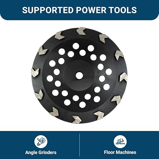 Benchmark Abrasives 7 Inch Concrete Grinding Wheel Arrow Type Diamond Cup Wheel with 5/8"-11 Arbor Hole for Masonry, Natural Stone, Concrete Grinding Wheel - Angle Grinder Attachments (7”)