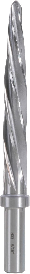9/16" Bridge/Construction Reamer, M2 HSS Taper Chucking Reamer Drill Bit for Steel Alloy Aluminum Metal Wood Plastic, 1/2” Shank Chuck, Spiral Flutes, to Enlarge/Align Holes, 14mm