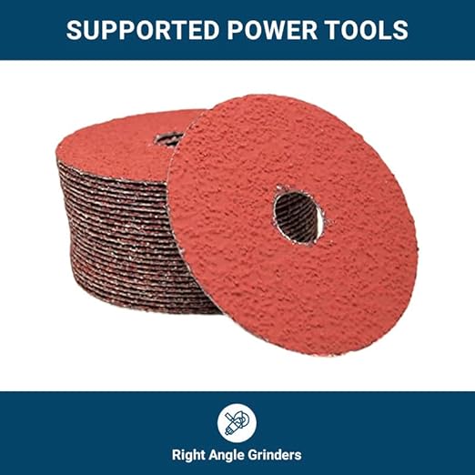 Benchmark Abrasives 4 1/2 Inch Sanding Discs Ceramic Resin Fiber Grinding Disc for Grinding, Stripping on Wood, Fiberglass, Metal, 7/8" Arbor Angle Grinder Sanding Disc, 25 Pack - 120 Grit