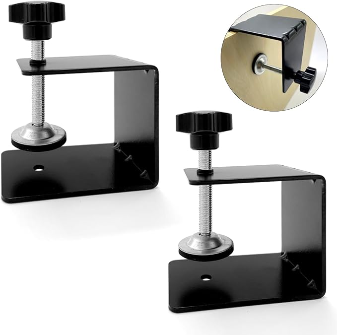 Drawer Front Installation Clamps, Cold-Rolled C Clamps for Woodworking, Door Installation Tools and Cabinet Tools with Protective Pads(2Pcs)