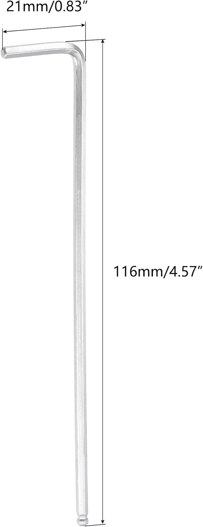 TOP-VIGOR 1Pc 2.5mm Ball End Hex Key Wrench, L Shaped Long Arm Allen Wrench for Household DIY, Professional Machine Repairing, CR-V