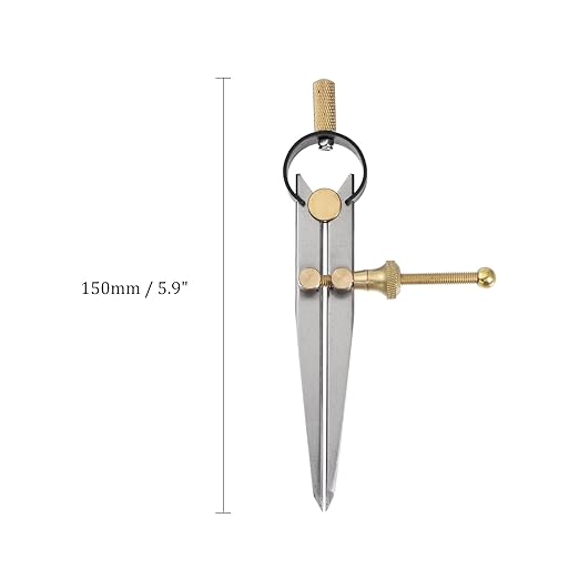 Spring Joint Caliper - [4 Inch] Carbon Steel Spring Divider Caliper with Brass Fulcrum for Metalworking Drawing Use, Flat Leg