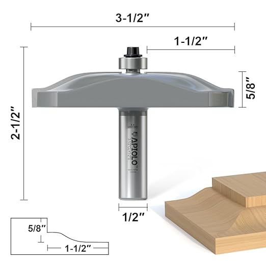 Professional Ogee Raised Panel Router Bits 1/2 Inch Shank for Making Cabinet Door and Cove-Cut, 3-1/8 Inch Diameter, Shaker Raised Cabinet Door Making Frame Panel Design Router Bits