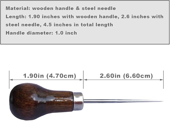 ZLKSKER Wooden Handle Scratch Awl for Leather Punch Hole or DIY Handmade (Gourd Awl) -1pcs