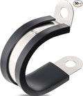 50PCS Cable Clamps 1 Inch 304 Stainless Steel Cable Clamps Rubber Coated Cushioned Insulated Cable Clamp,Automotive Wire Clamps,Pipe Clamps,Metal Clamp for Tube,Wire Cord Installation(25mm)