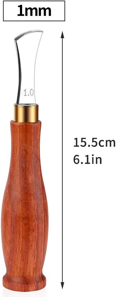 UOOU Leather Edge Creaser,1.0mm Professional Leather Tool,Edge Creaser Stainless Steel Red Wood Handle Tool for Beginners DIY Leather Craft