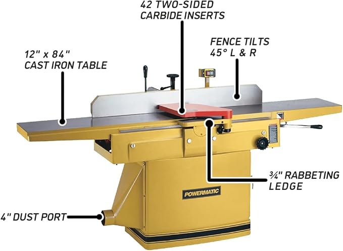 Powermatic 12-Inch Parallelogram Jointer, Helical Cutterhead, 3 HP, 230V 1Ph (Model 1285)