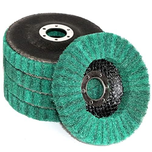 5Pcs 4.5" x 7/8" Nylon Fiber Flap Disc Polishing Grinding Wheel,Scouring pad Buffing Wheel for Angle Grinder, Polishing Tools,Abrasive disks for Power-Operated Grinders (Grit 180)