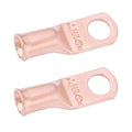 SELTERM 2pcs 6 AWG 1/4" Stud Copper Wire Lugs, Battery Lugs, Ring Terminals, Battery Cable Ends, 6 Gauge Ring Terminal Connectors, UL Heavy Duty Bare Copper Eyelets Battery Terminal Connectors