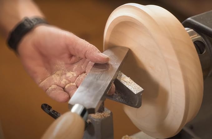 1.5 inch Left Side Curved Scraper, M2 Cryo High Speed Steel Wood Turning Tools with Beech Wood Handle