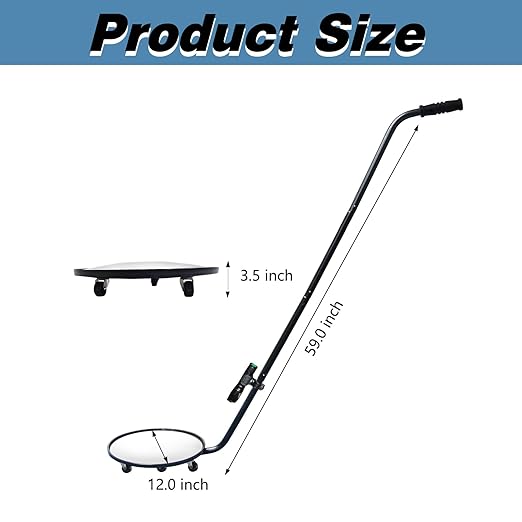 Under Vehicle Inspection Mirror, 12 inch Inspection Mirror with Wheels and LED Light,Handheld Inspection Mirror for Entry Security, Parking lot Security, auto Maintenance