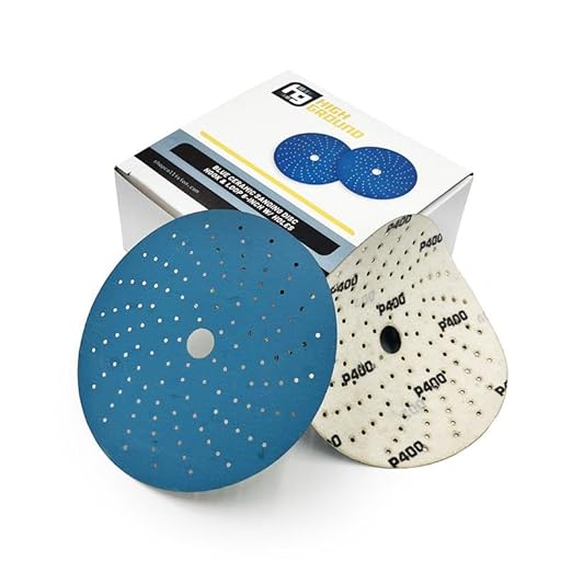 High Ground 6 Inch Multi-Hole Hook and Loop Clean Sanding Disc, Ceramic Abrasive, Dust-Free, High Performance, Long Lasting - 50pcs (Blue, 6 Inch, 180.0, Very Fine)