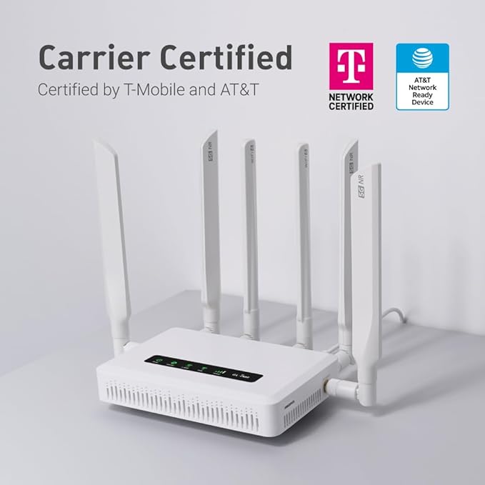 GL.iNet GL-X3000 (Spitz AX) Cellular Gateway 5G Router for House & RV, Wi-Fi 6, Detachable Antennas, Dual-SIM, T-Mobile & AT&T IoT Device Certified, Family/Rural Area/Road Trips (Free 10GB SIM Card)