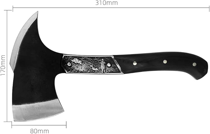 Black Chopping Axe, Full Tang Wooden Handle Wood Splitting and Cutting, Camping Outdoor Hatchet with Sheath, Retro Design for Bushcraft Axes