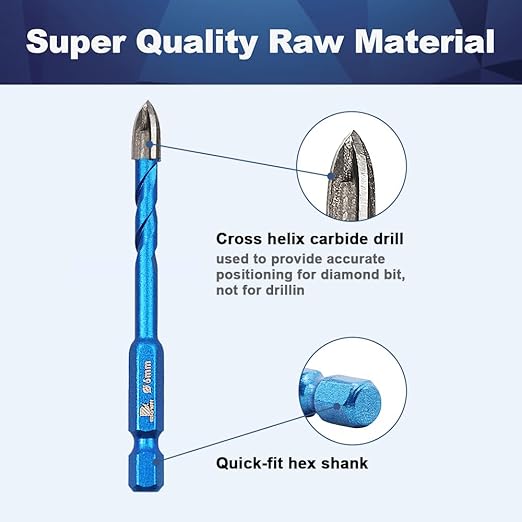 Diamond Drill Bit - BRSCHNITT 10pcs 1/4 inch Masonry Drill Bits Set for Porcelain Tile Ceramic Stone Granite Marble,Hex Shank Diamond Hole Saw Drill Bit