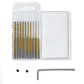 10 Mini Drill Bits(0.6mm-2.2mm) with 2 Screws and 1 Wrench, Only Fit for VQVYBXN Rotary Drill Pen(Gold)