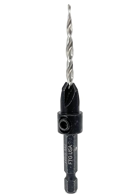 FTG USA Adjustable Wood Countersink Drill Bit #6 (9/64") with Tapered Drill Bit for Woodwork