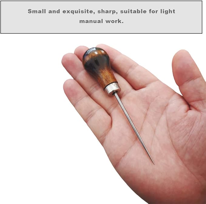 ZLKSKER Wooden Handle Scratch Awl for Leather Punch Hole or DIY Handmade (Gourd Awl) -1pcs