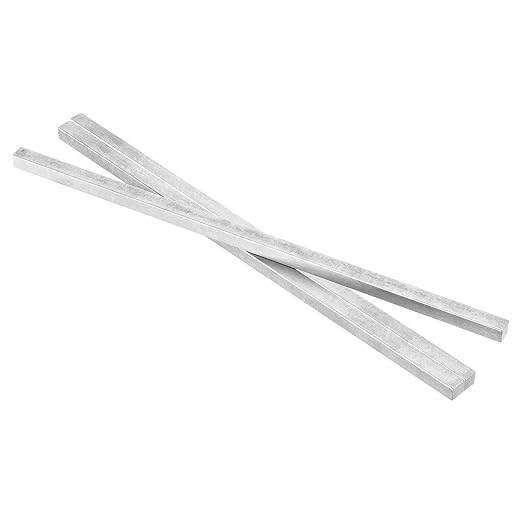 uxcell 3 Pcs Square Steel Key Stock, 3/8" x 3/8" x 12" Cold-Drawn 45# Steel Bars Precision Key Stock for Gearbox Coupling, Silver Tone