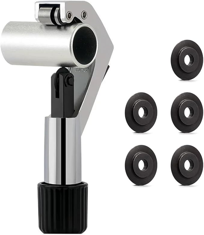 GOLDEAL Tube Cutter,Constant Swing Pipe Cutter Tool for Metal Pipe,1/4"-1-5/8",with 5 Spare Cutting Blades & Deburring Tool,Bike Front Fork/Seatpost/Seat Tube/Steerer Tube Cutter(Silver)