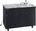 Ozark River Portable Sinks, Advantage S1D, Black Laminate Cabinet-Stainless Countertop, Hot Water Hand Washing Station with Countertop & Storage Space, Self Contained Sink, Portable Hand Washing Sink