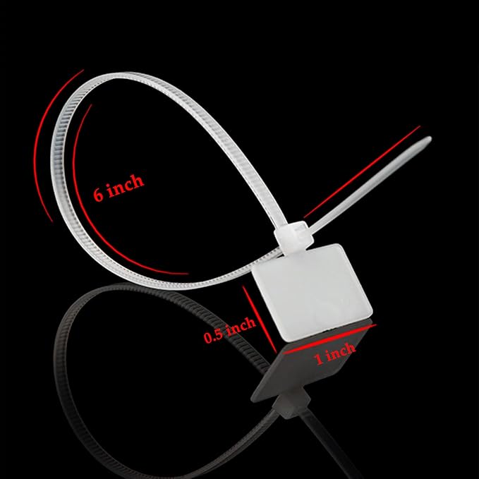 TUZAZO Nylon Marker Cable Zip Ties, 250pcs 6 Inch Self-Locking Cable Labels Tags with Write on Cord Label for Electronics, Network Ethernet Wire Labels