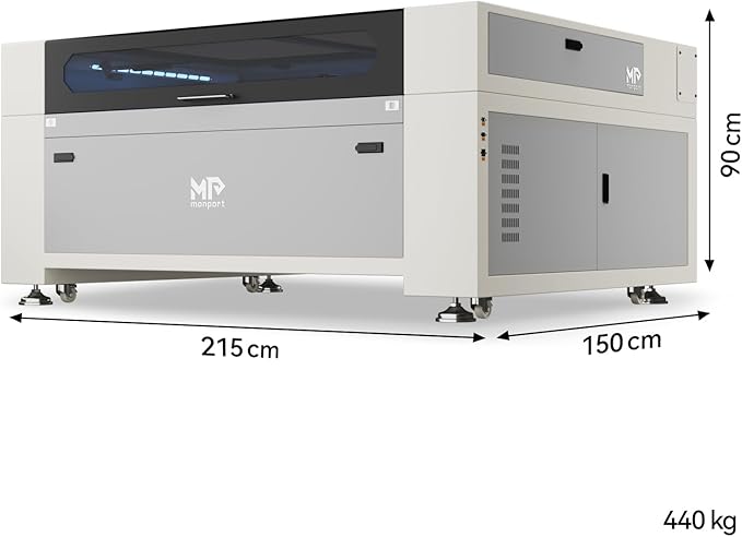 Monport Effi16S 150W Upgraded CO2 Laser Engraver, 63x40 Laser Engraving Machine with Built-in Water Chiller, Autofocus Autolift,Fume Extractor,Air Assist, Digital Control Panel Industrial Laser Cutter