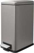 Bathroom Trash Can with Lid, 16.7L/ 4.4 Gallon Trash Can with Removable Inner Bucket, Soft Close lid, Stainless Steel Step Pedal Garbage Can for Bathroom, Kitchen, Home Office, Grey