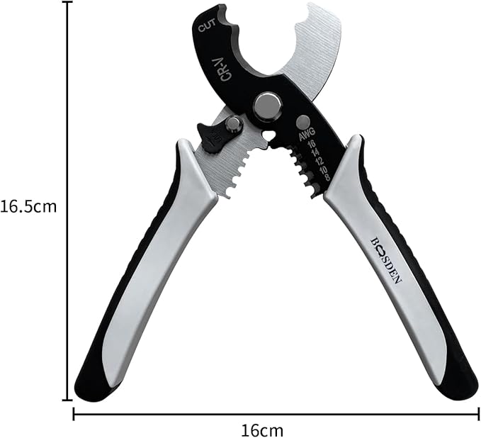 Wire Cutters Stripper, BOOSDEN 8 inch Cable Cutters, Awg Wire Cutters,Precision Wire Stripper,Heavy Duty Cable Cutters, Spring Cable Cutting Pliers for Aluminum Wire,Communications Cable Cutting